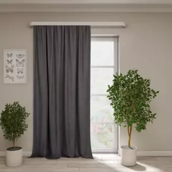 Штора на ленте Маро 150x270 см цвет графит