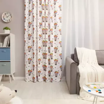 Штора на ленте Мишки 200x280 см цвет белый