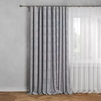 Штора на ленте Пальма 200x280 см цвет серо-бирюзовый