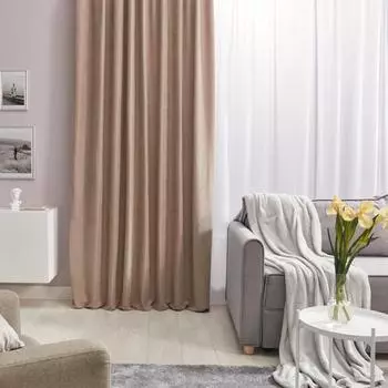 Штора на ленте Рим 200x310 см цвет серый/бежевый