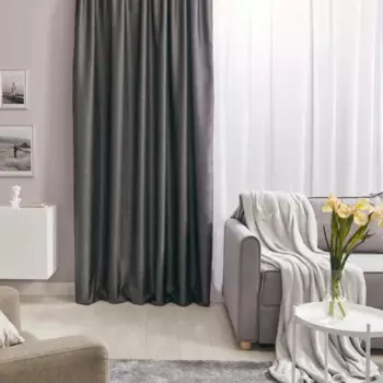 Штора на ленте Руан 200x280 см цвет темно-серый