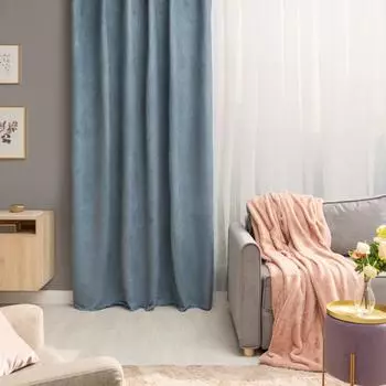 Штора на ленте со скрытыми петлями Inspire Manchester 200x280 см цвет серо-синий Ink 4