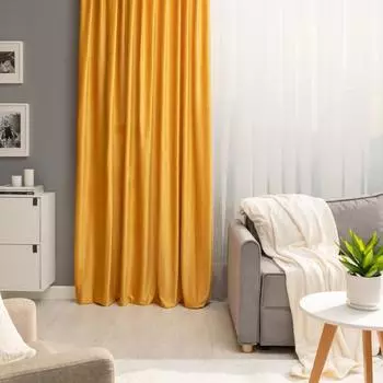 Штора на ленте со скрытыми петлями Inspire Tony 200x280 см цвет жёлтый Solemio 1