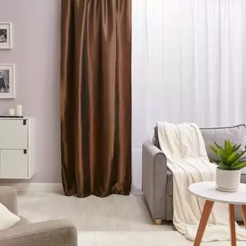 Штора на ленте Taffy Kenya 1 140x260 см полиэстер цвет шоколадный