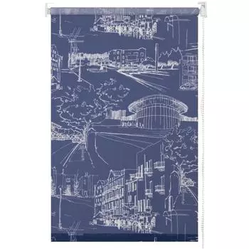 Штора рулонная «Город» 50х175 см цвет тёмно-синий