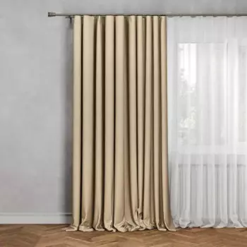 Штора Замша однотонная 160x260 цвет песочный лента