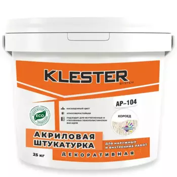 Штукатурка акриловая Klester AP-104 1.5 мм с фактурой Короед (База B) 25 кг