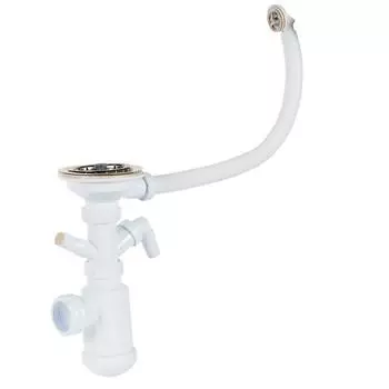 Сифон для кухонной мойки с переливом и регулируемым клапаном