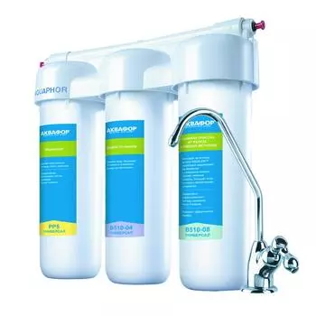 Фильтр под мойку Аквафор Трио Универсал для жесткой воды 3 ступени кран в комплекте