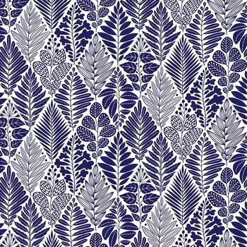 Скатерть с бейкой «Листья», прямоугольная, 160х135 см, цвет синий