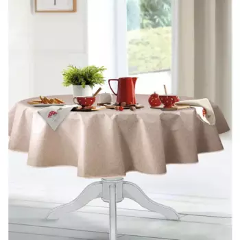 Скатерть Шелкография Вензель круглая 135 см цвет шампань