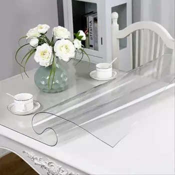 Скатерть Жидкое стекло прямоугольная термоустойчивая 0.8 мм 100x160 см, прозрачный