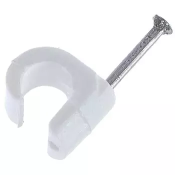 Скоба для электрокабеля круглая 5х10 мм, полипропилен, 50 шт.