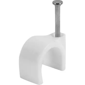 Скоба для кабеля 14 мм цвет белый 10 шт.