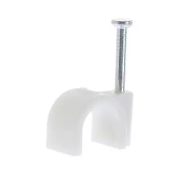 Скоба для кабеля Экопласт 9 мм круглая пластик цвет белый 50 шт.