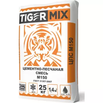 Смесь цементно-песчаная М150 (ЦПС) Tigermix 25 кг