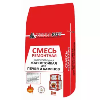 Смесь ремонтная жаростойкая для печей и каминов Терракот огнеупорность 400°С 5 кг