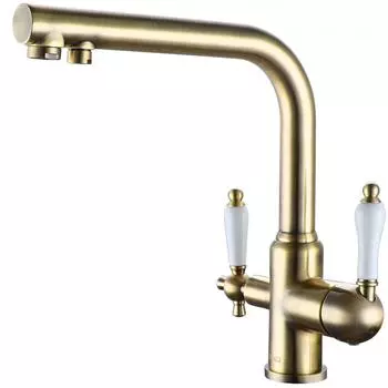 Смеситель для кухни Esko с переключением на фильтр 26.5 см цвет бронза