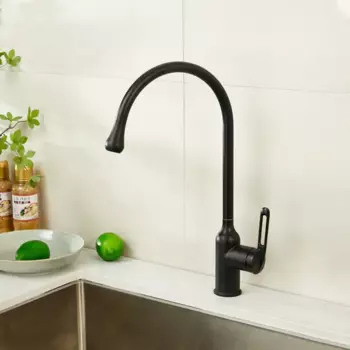 Смеситель для кухни Haiba HB HB71825-7 поворотный излив 27.7 см цвет черный