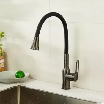 Смеситель для кухни Haiba HB HB73825-3 гибкий излив 27.5 см цвет оружейная сталь