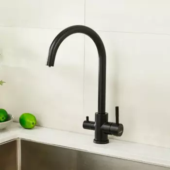 Смеситель для кухни Haiba HB HB76819-7 поворотный излив 24.9 см цвет черный