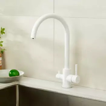 Смеситель для кухни Haiba HB HB76819-8 поворотный излив 24.9 см цвет белый