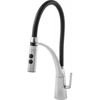Смеситель для кухни Paini Barolo с гибким изливом, цвет хром/чёрный