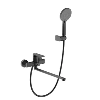 Смеситель для ванны Frap Arne F22204-6 однорычажный универсальный с лейкой и шлангом цвет черный матовый