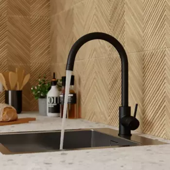 Смеситель кухонный Delinia Loa высота излива 25 см цвет черный матовый