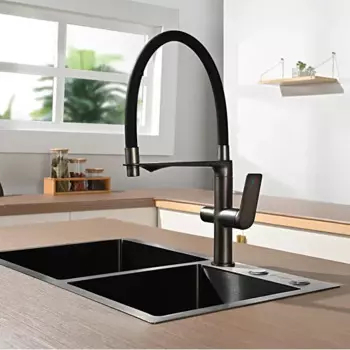 Смеситель кухонный Delinia Нея высота 47.8 см с фильтром цвет вороненая сталь