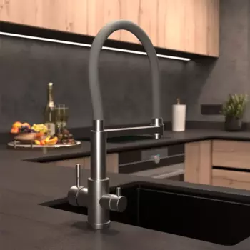 Смеситель кухонный Osgard высота 44 см с гибким изливом цвет серый