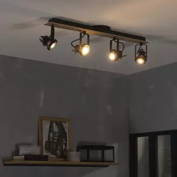 Спот поворотный Inspire Technic 4 лампы GU10 цвет черный/дерево