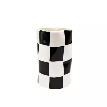 Стакан для зубных щёток Bath Plus Chess W-CE2023A-TB керамика цвет белые и черные квадратики