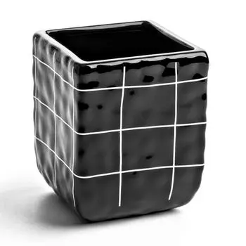 Стакан для зубных щёток Irony в клетку цвет чёрный