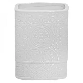 Стакан для зубных щёток настольный «Ажур» керамика цвет белый