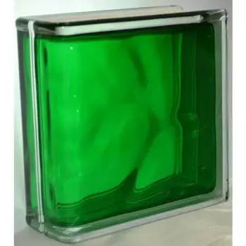 Стеклоблок Vitrablock Волна окрашенный внутри торцевой цвет изумрудный