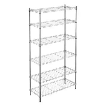 Стеллаж сетчатый металл 6 полок 90x180x35 см цвет хром нагрузка на полку 50 кг
