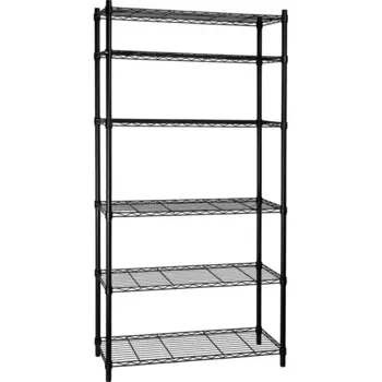 Стеллаж сетчатый металл 6 полок 90x180x35 см цвет черный нагрузка на полку 50 кг