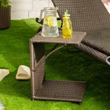 Стол для шезлонга 35x35 см коричневый