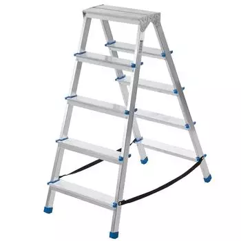Стремянка алюминиевая двухсторонняя Ladderbel STR2-AL-5 5 ступеней, максимальная нагрузка 150 кг