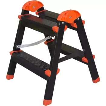 Стремянка-табурет стальная Zalger 2 ступени 9901-02, двухсторонняя, максимальная нагрузка 120 кг