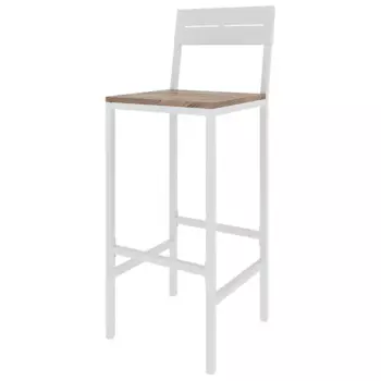 Стул барный Ferro 37x102x42 см ножки металл/белый сиденье дерево цвет коричневый