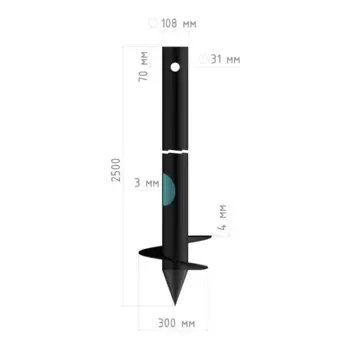Свая винтовая сварная СВС 108x2500 мм