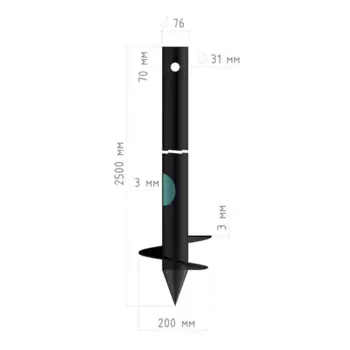 Свая винтовая сварная СВС 76x2500 мм