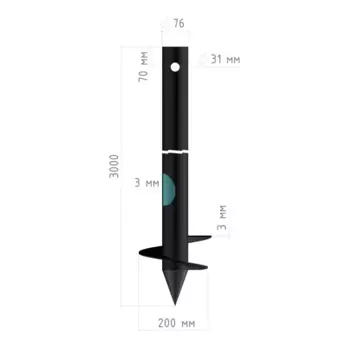 Свая винтовая сварная СВС 76x3000 мм