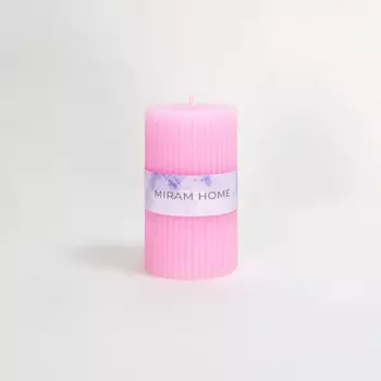 Свеча столбик Ribbed 6 4027728-10 розовая 10 см