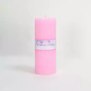 Свеча столбик Ribbed 6 4027728-15 розовая 15 см