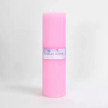Свеча столбик Ribbed 6 4027728-20 розовая 20 см