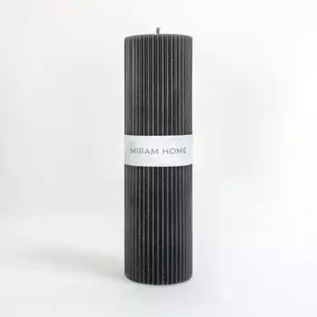Свеча столбик Ribbed 6 4027777-20 черная 20 см