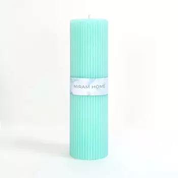Свеча столбик Ribbed 6 4027798-20 зеленая 20 см
